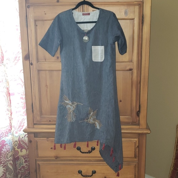 Meena Bazaar Dresses & Skirts - Meena Bazaar Hummingbird Denim Look Sz L